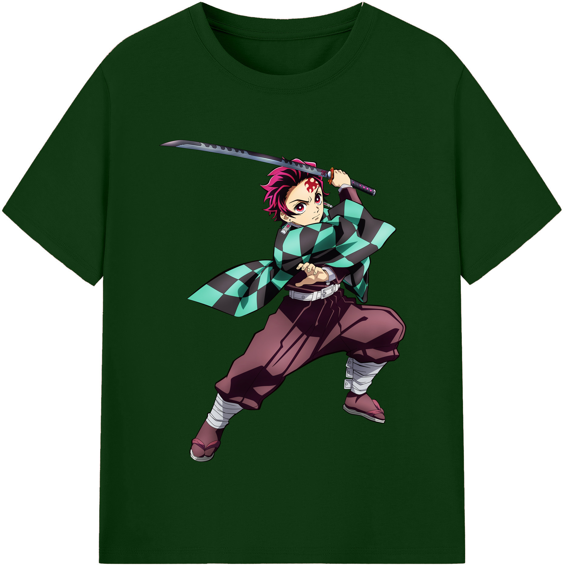 （画像用） 鬼滅の刃 竈門 炭治郎／かまど たんじろう Kamado Tanjirou 綿100％半袖Tシャツ（フロントプリント）